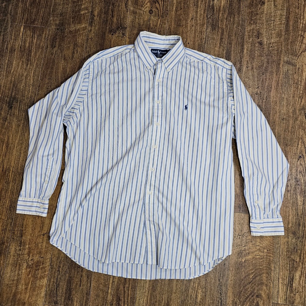 Polo Ralph Lauren Blake Shirt Mens XL Blue Yellow Striped Button Down Cotton